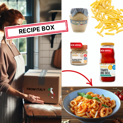Pasta Recipe Box with red pesto